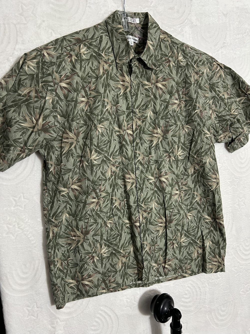 Pierre Cardin Men's Green Tropical Print Short Sleeve Shirt